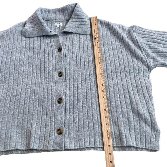 Aerie unREAL Ribbed Button-Down Cardigan | Heather Gray XL - Oversized Cozy Knit - Picture 13 of 15